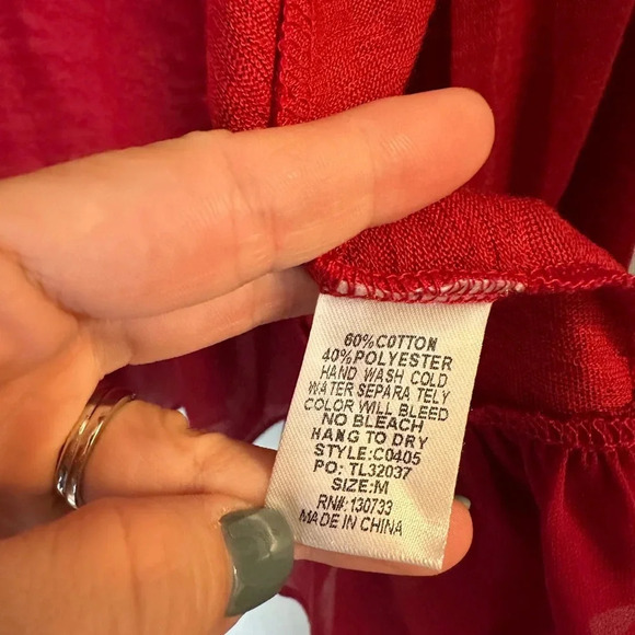 Umgee red holiday open front cardigan ruffles medium - Picture 2 of 6